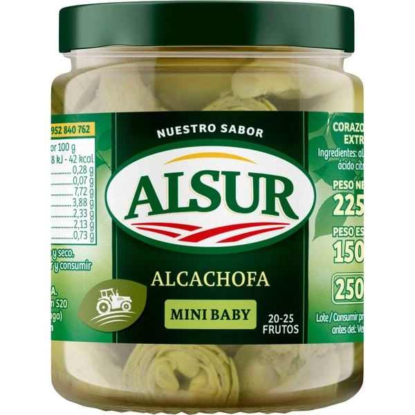 Alsur Antequera Corazones de Alcachofas Mini Baby 20-25 frutos, 225g